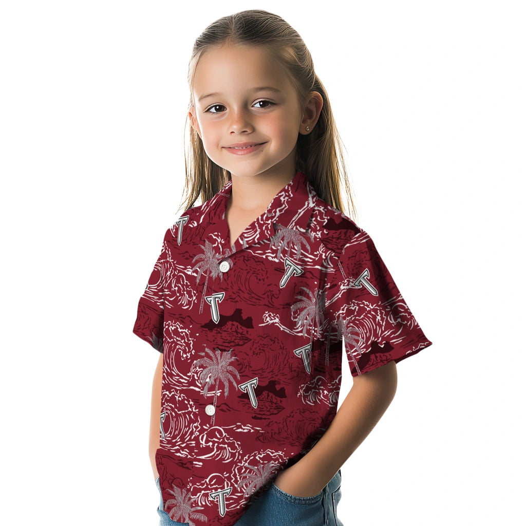 Troy Trojans Hawaiian Shirt - Wave Palm | Hula Hawaiian Shirts
