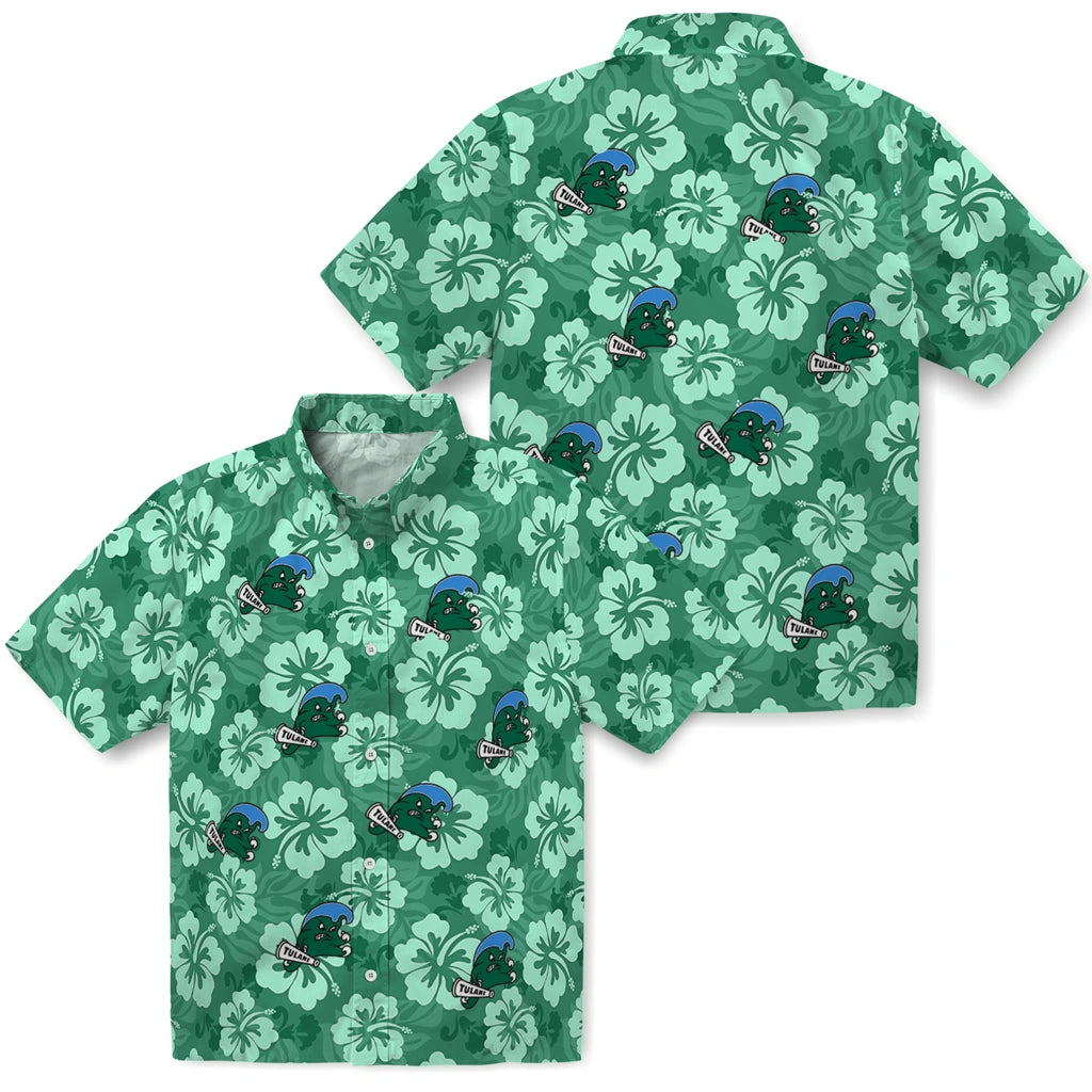 Tulane Green Wave Hawaiian Shirt - Hibiscus Cluster | Hula Hawaiian Shirts