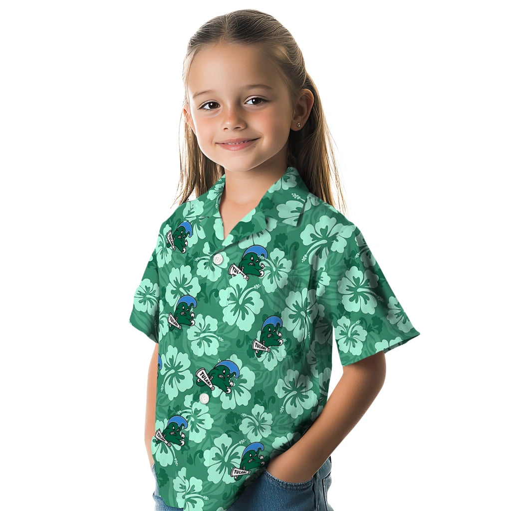 Tulane Green Wave Hawaiian Shirt - Hibiscus Cluster | Hula Hawaiian Shirts