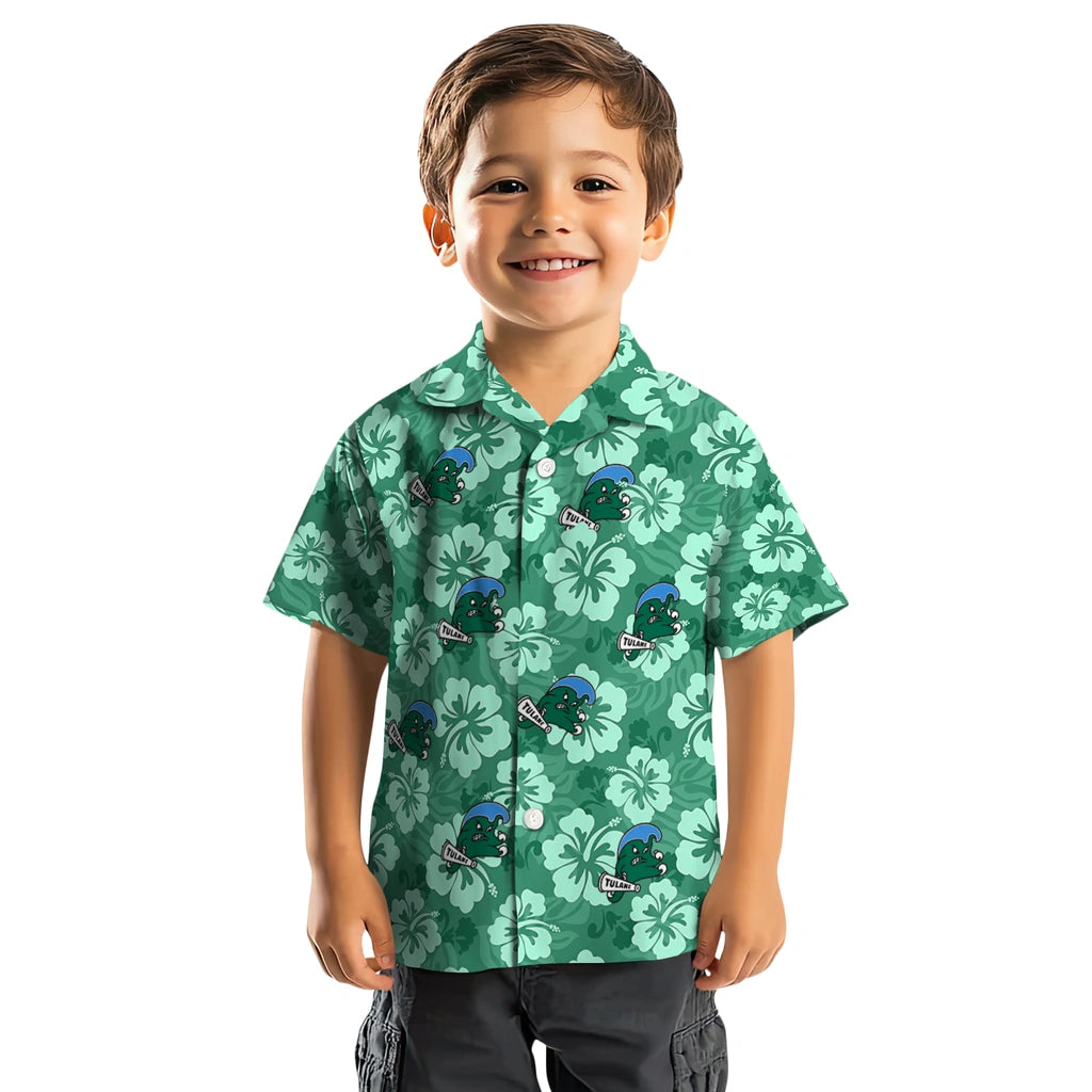 Tulane Green Wave Hawaiian Shirt - Hibiscus Cluster | Hula Hawaiian Shirts