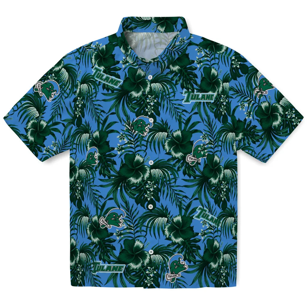 Tulane Green Wave Hawaiian Shirt - Hibiscus Exotic | Hula Hawaiian Shirts