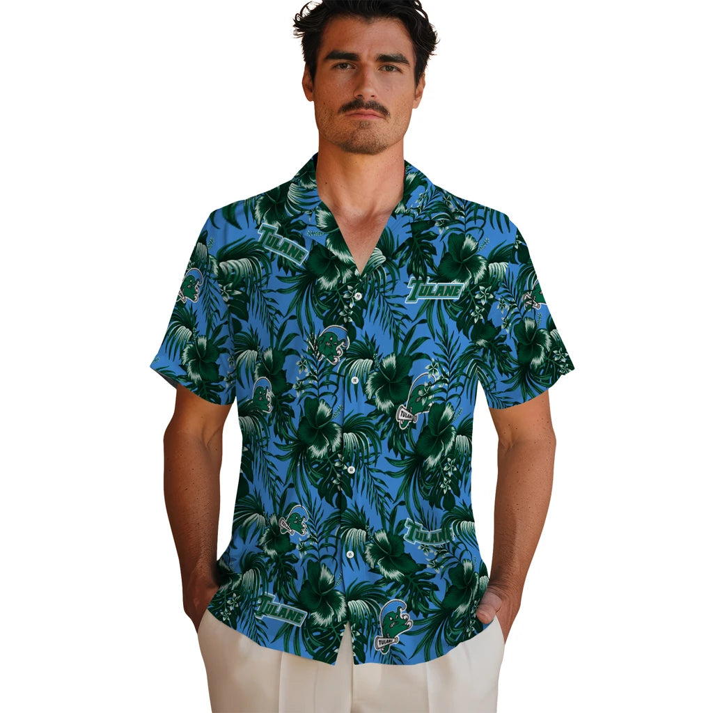 Tulane Green Wave Hawaiian Shirt - Hibiscus Exotic | Hula Hawaiian Shirts