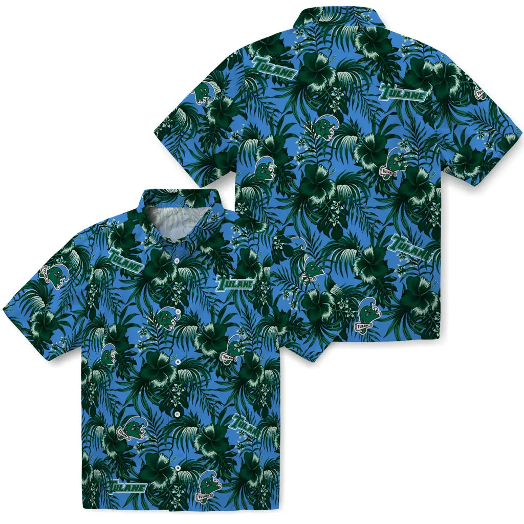 Tulane Green Wave Hawaiian Shirt - Hibiscus Exotic | Hula Hawaiian Shirts