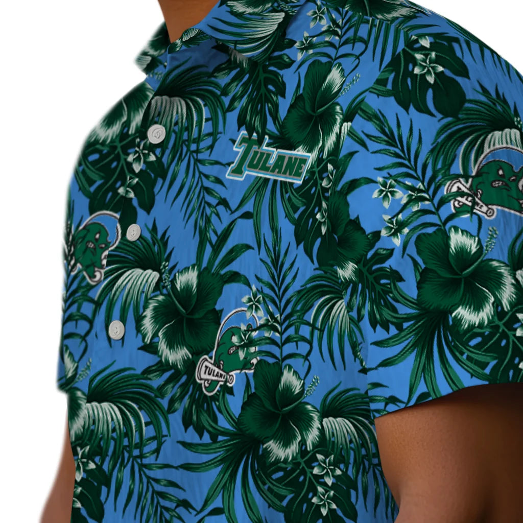 Tulane Green Wave Hawaiian Shirt - Hibiscus Exotic | Hula Hawaiian Shirts