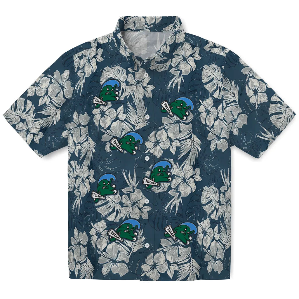 Tulane Green Wave Hawaiian Shirt - Hibiscus Flowers | Hula Hawaiian Shirts