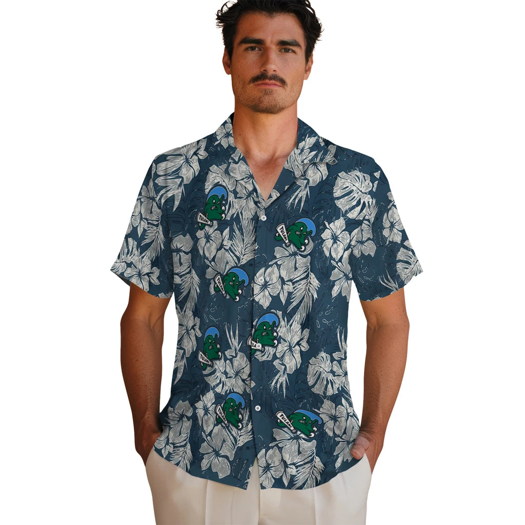 Tulane Green Wave Hawaiian Shirt - Hibiscus Flowers | Hula Hawaiian Shirts