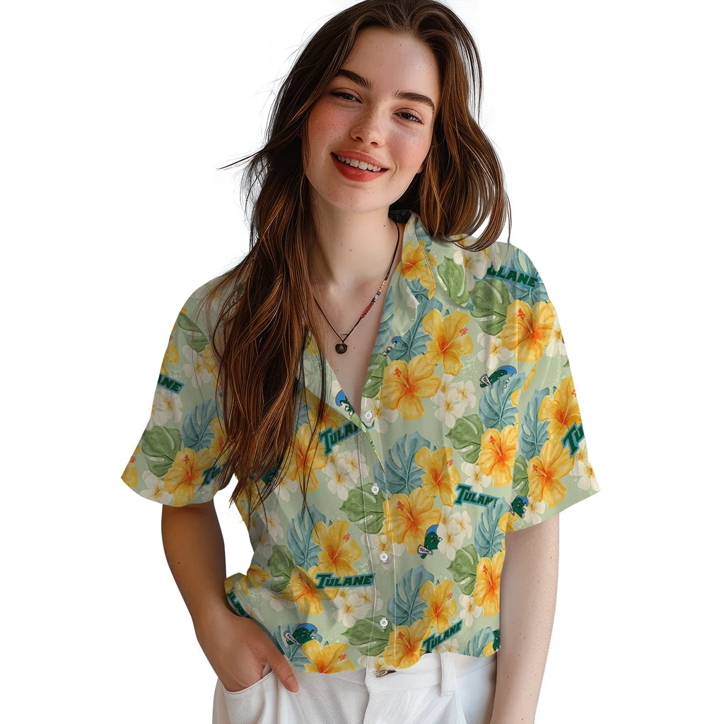 Tulane Green Wave Hawaiian Shirt - Hibiscus Mood | Hula Hawaiian Shirts