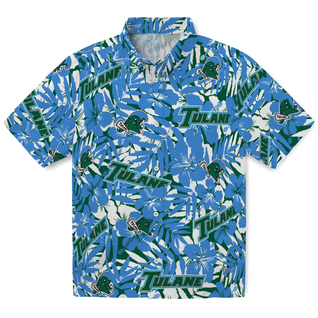Tulane Green Wave Hawaiian Shirt - Hibiscus Overlay | Hula Hawaiian Shirts