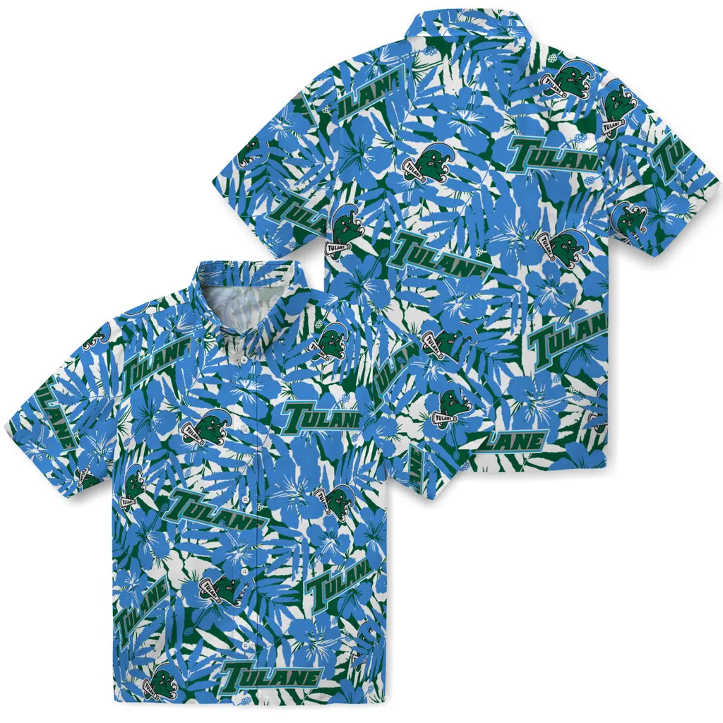 Tulane Green Wave Hawaiian Shirt - Hibiscus Overlay | Hula Hawaiian Shirts