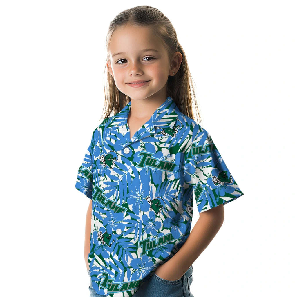 Tulane Green Wave Hawaiian Shirt - Hibiscus Overlay | Hula Hawaiian Shirts