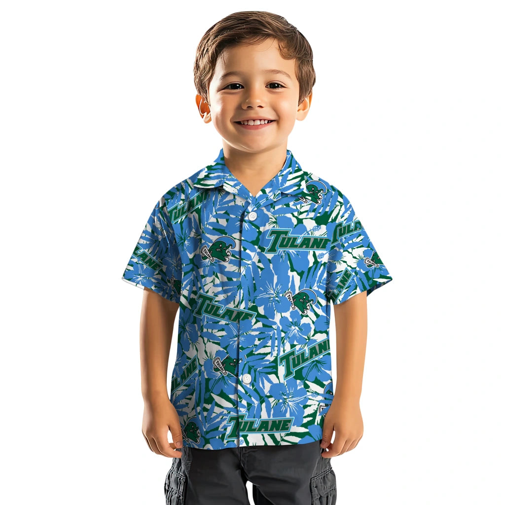 Tulane Green Wave Hawaiian Shirt - Hibiscus Overlay | Hula Hawaiian Shirts
