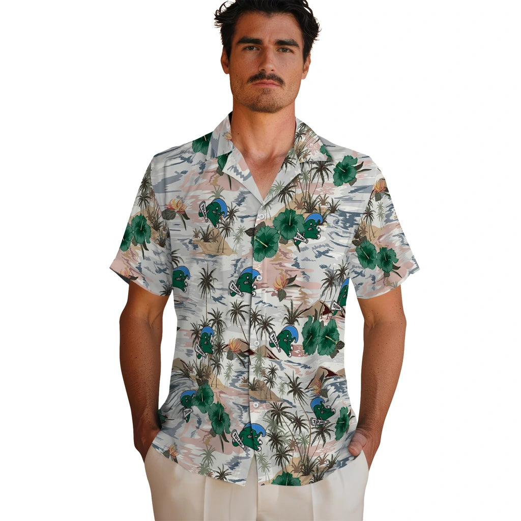Tulane Green Wave Hawaiian Shirt - Hibiscus Seaside | Hula Hawaiian Shirts