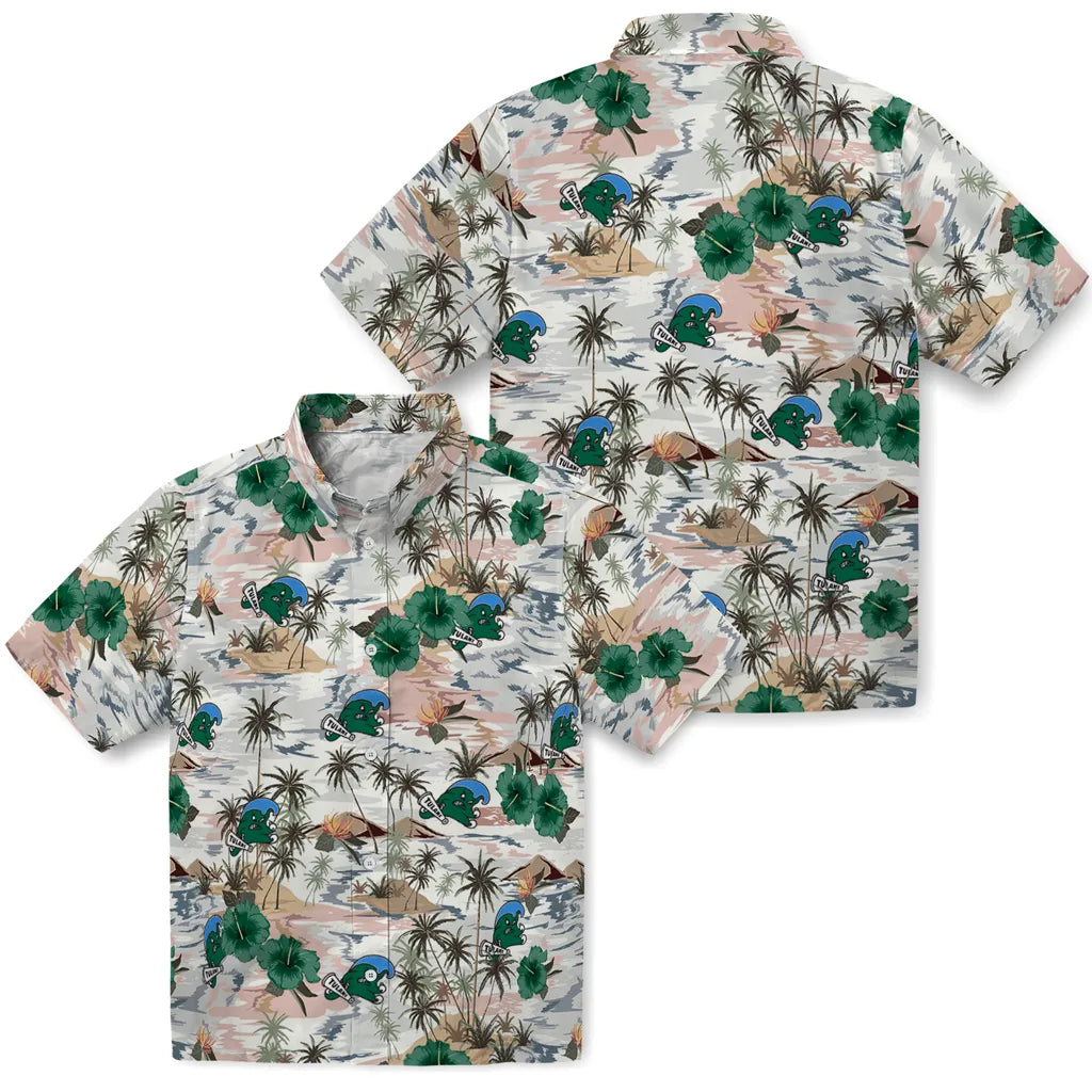 Tulane Green Wave Hawaiian Shirt - Hibiscus Seaside | Hula Hawaiian Shirts