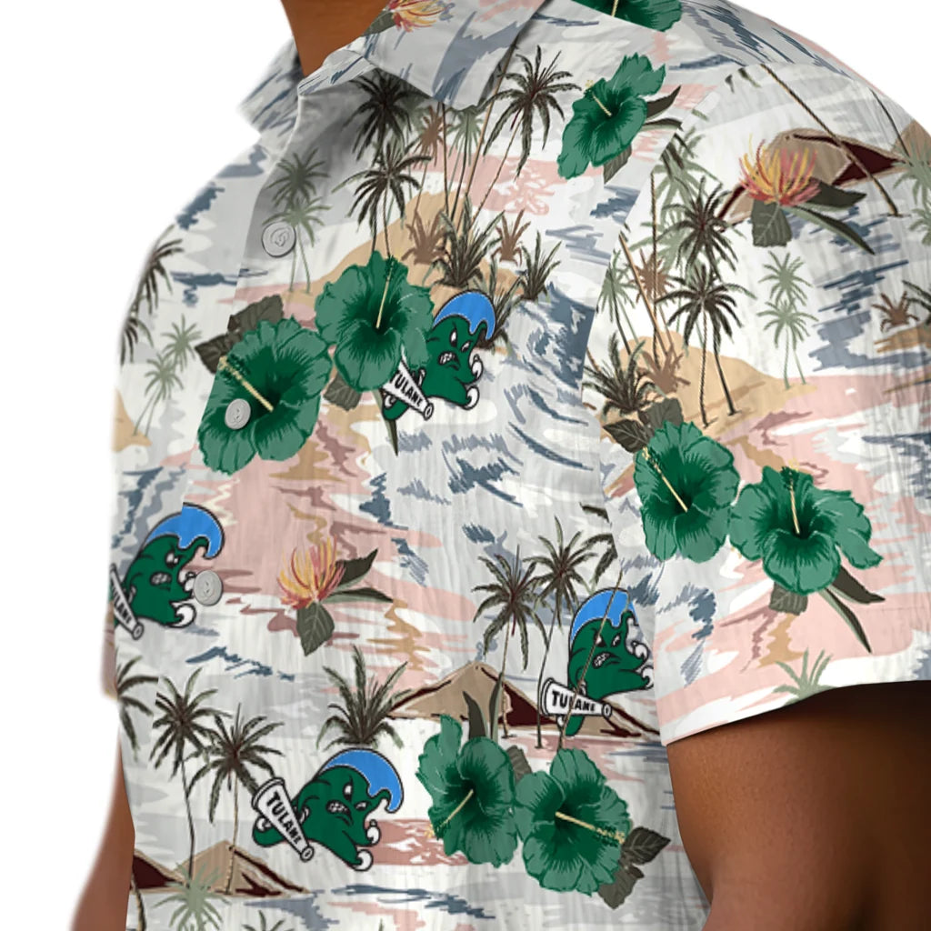Tulane Green Wave Hawaiian Shirt - Hibiscus Seaside | Hula Hawaiian Shirts