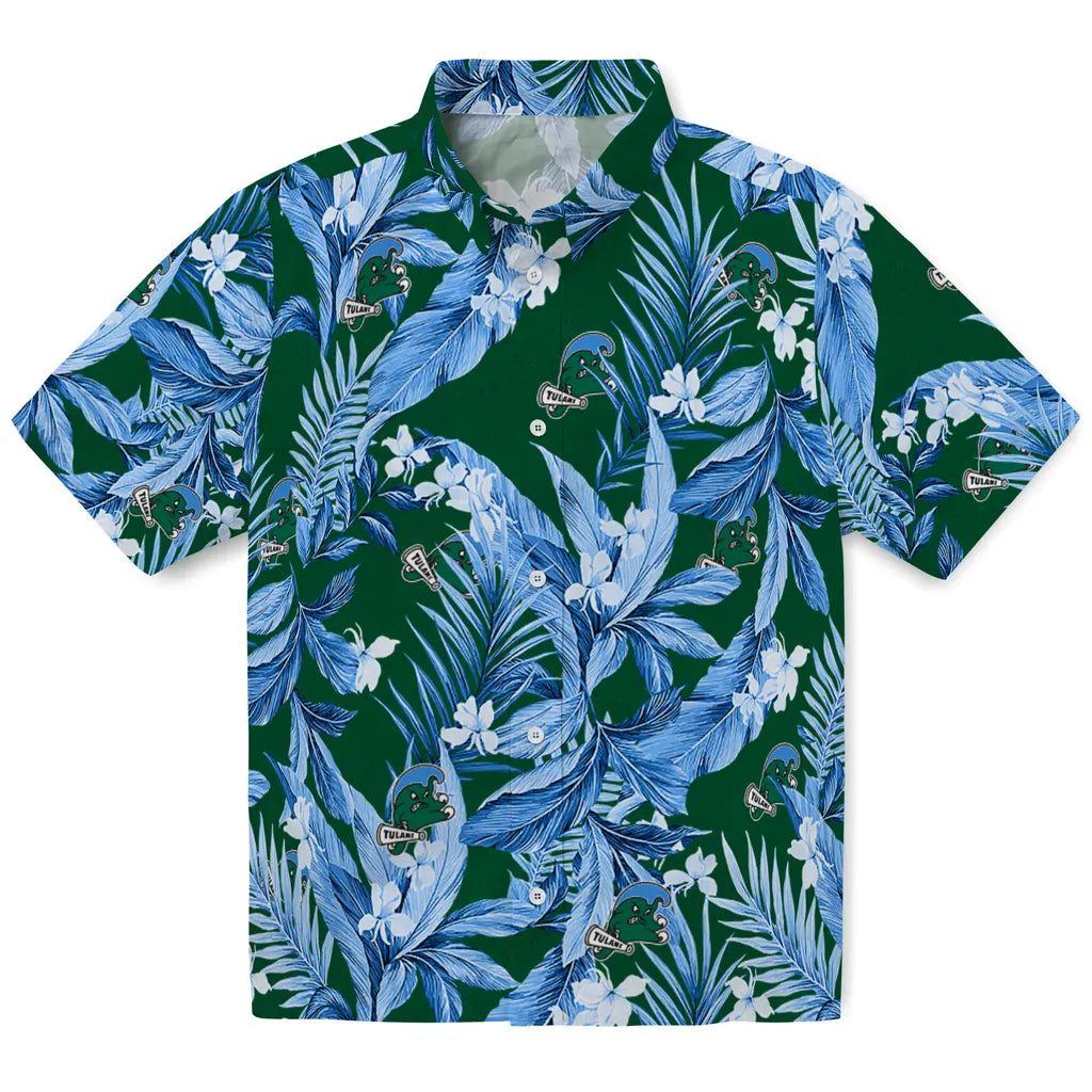 Tulane Green Wave Hawaiian Shirt - Palm Leaves | Hula Hawaiian Shirts