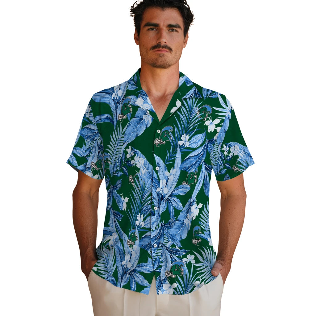 Tulane Green Wave Hawaiian Shirt - Palm Leaves | Hula Hawaiian Shirts
