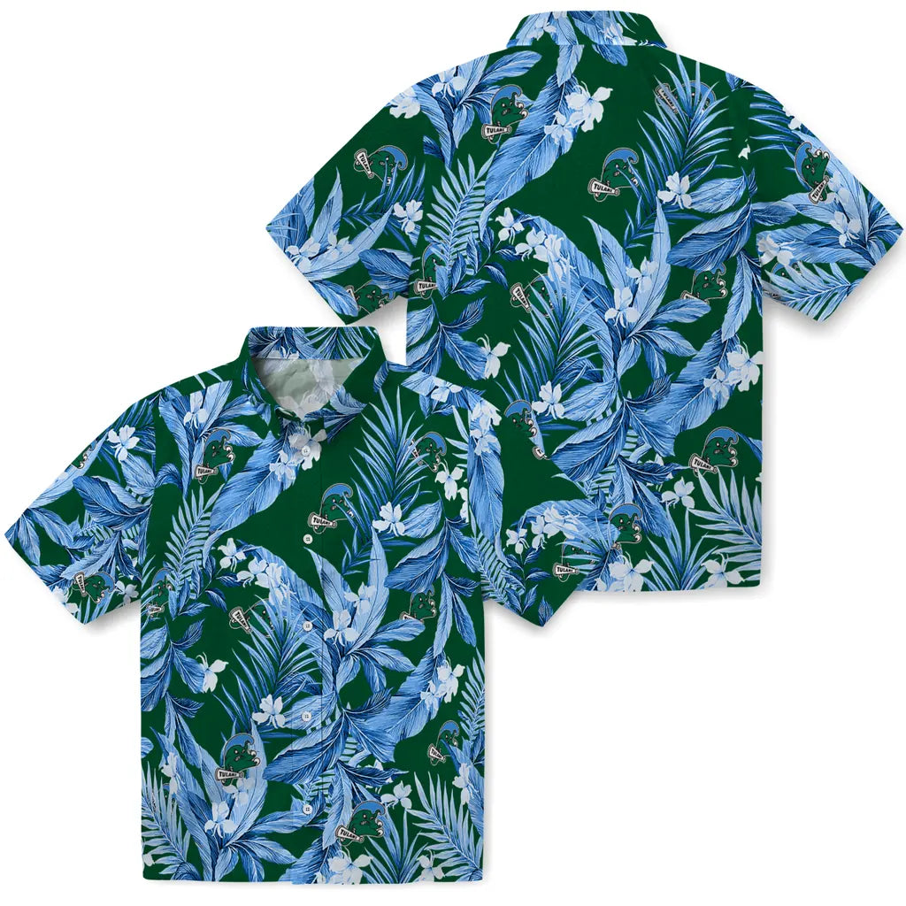 Tulane Green Wave Hawaiian Shirt - Palm Leaves | Hula Hawaiian Shirts