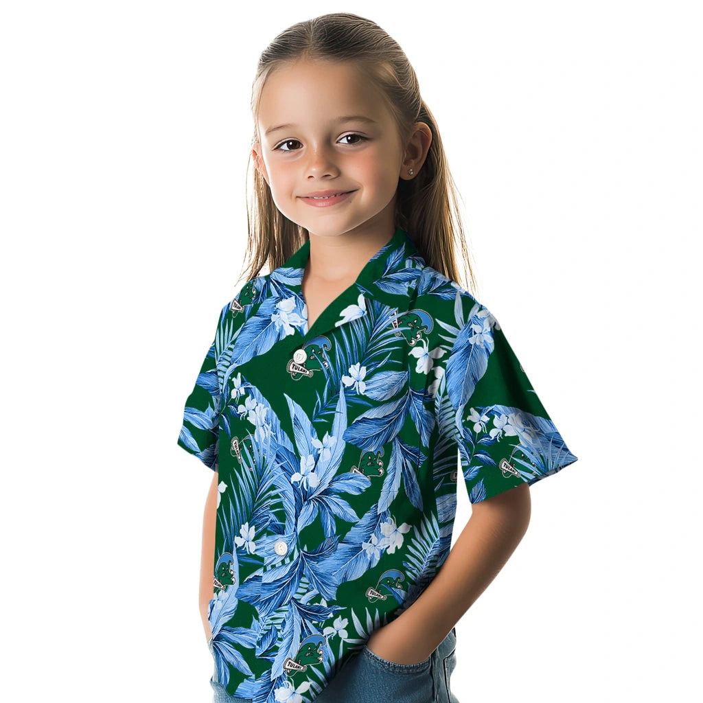 Tulane Green Wave Hawaiian Shirt - Palm Leaves | Hula Hawaiian Shirts