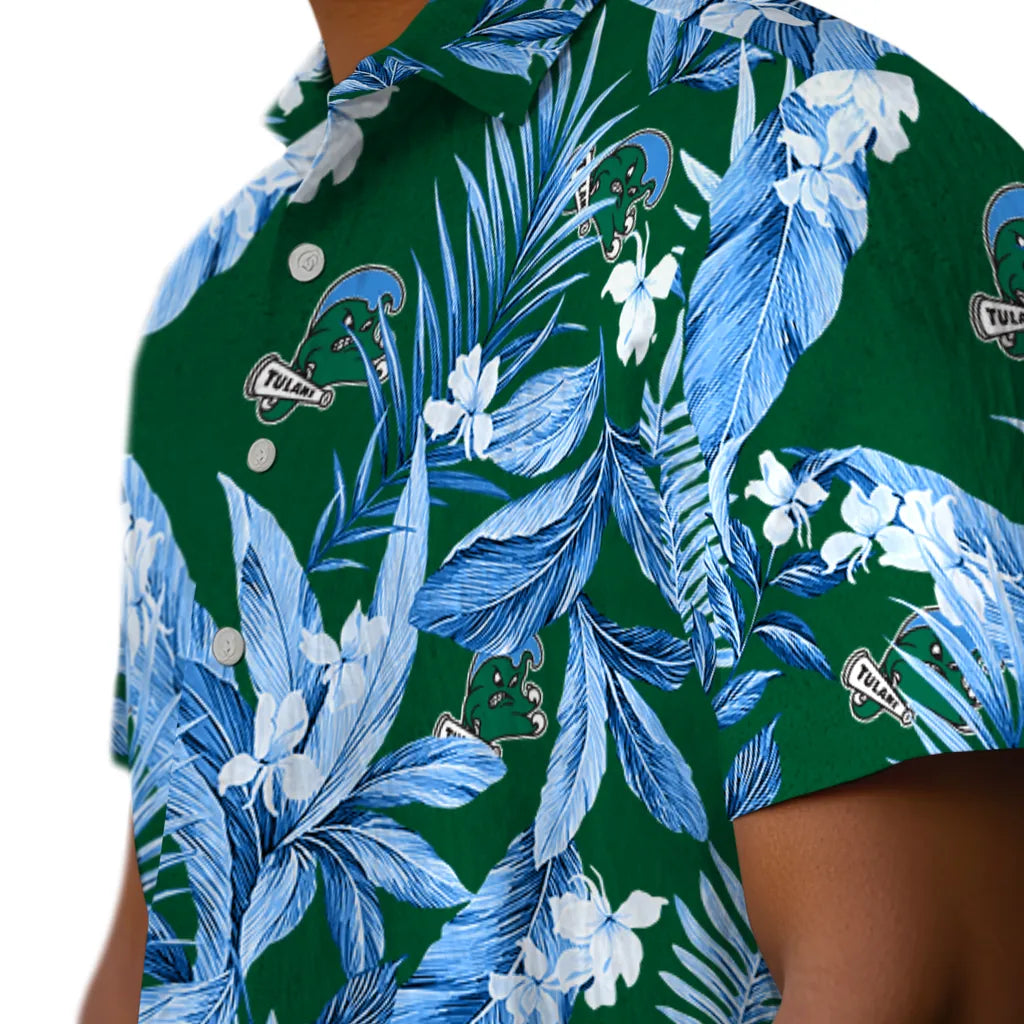 Tulane Green Wave Hawaiian Shirt - Palm Leaves | Hula Hawaiian Shirts