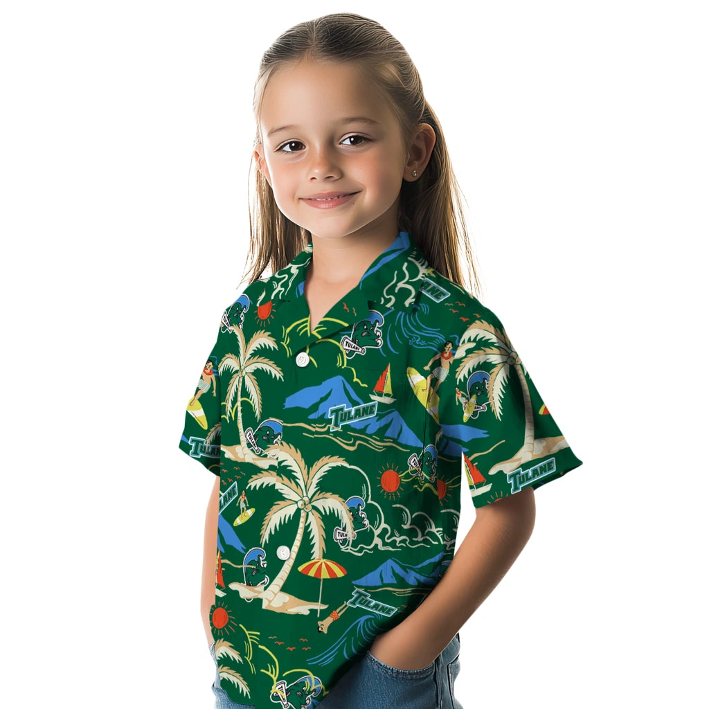 Tulane Green Wave Hawaiian Shirt - Palm Tree Island | Hula Hawaiian Shirts