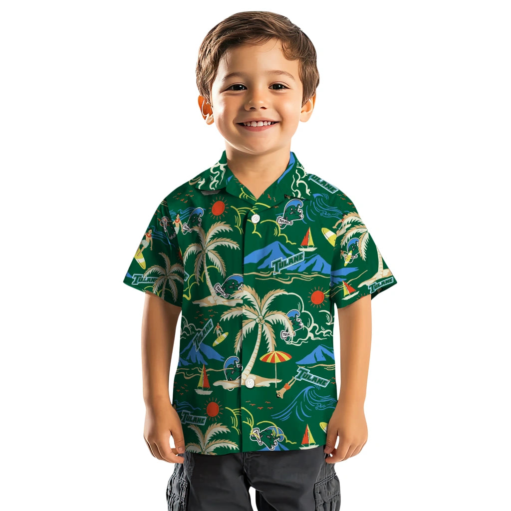 Tulane Green Wave Hawaiian Shirt - Palm Tree Island | Hula Hawaiian Shirts