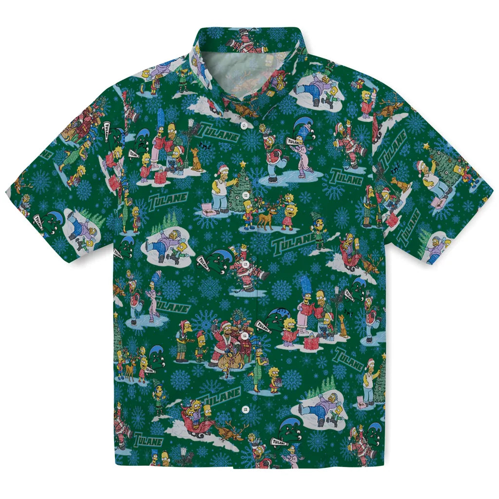 Tulane Green Wave Hawaiian Shirt - Simpsons Christmas | Hula Hawaiian Shirts