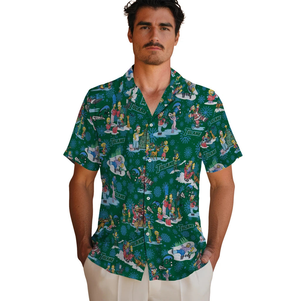 Tulane Green Wave Hawaiian Shirt - Simpsons Christmas | Hula Hawaiian Shirts