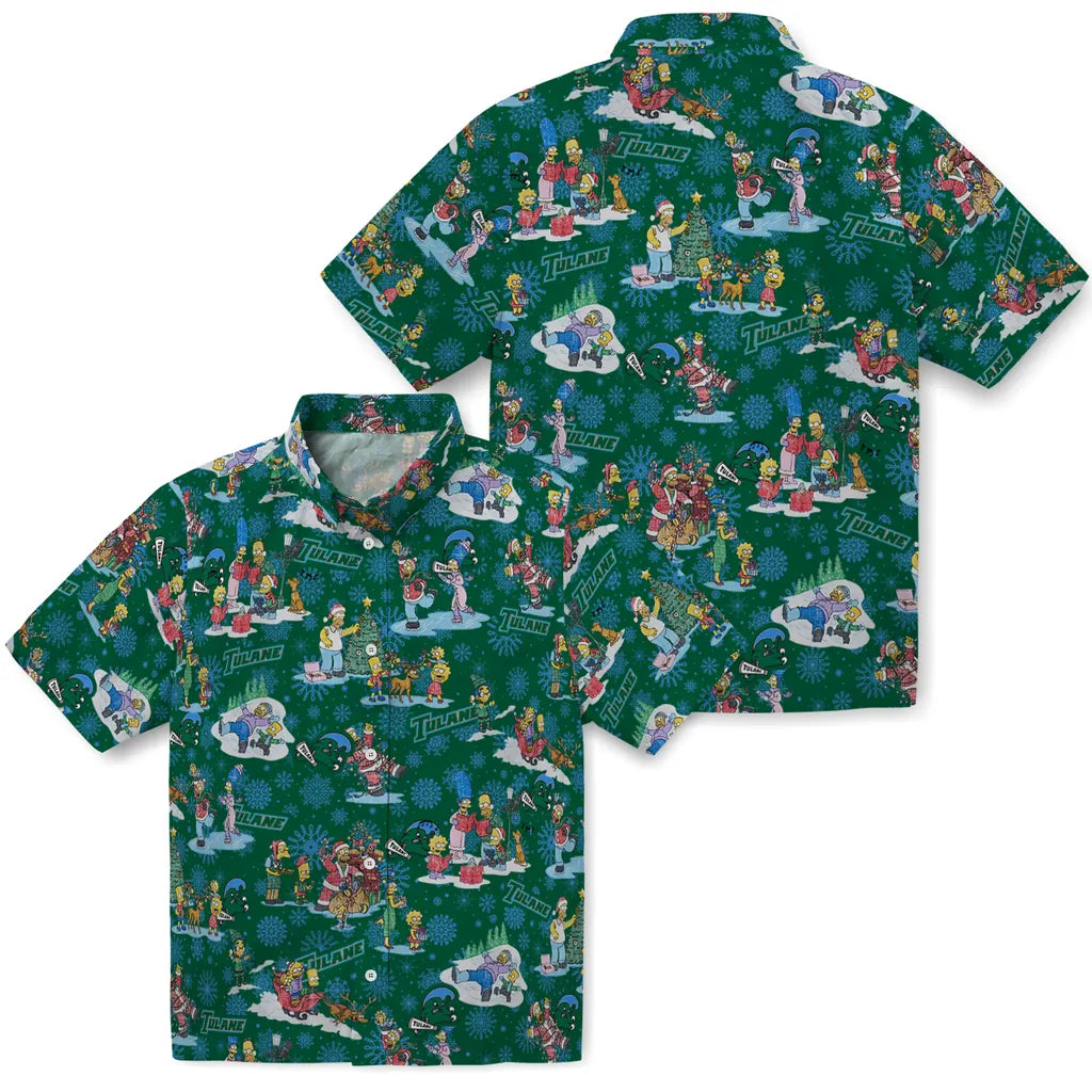 Tulane Green Wave Hawaiian Shirt - Simpsons Christmas | Hula Hawaiian Shirts