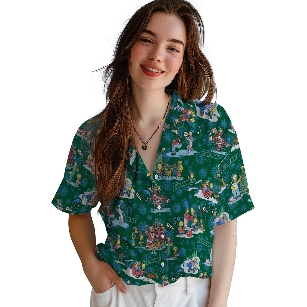 Tulane Green Wave Hawaiian Shirt - Simpsons Christmas | Hula Hawaiian Shirts