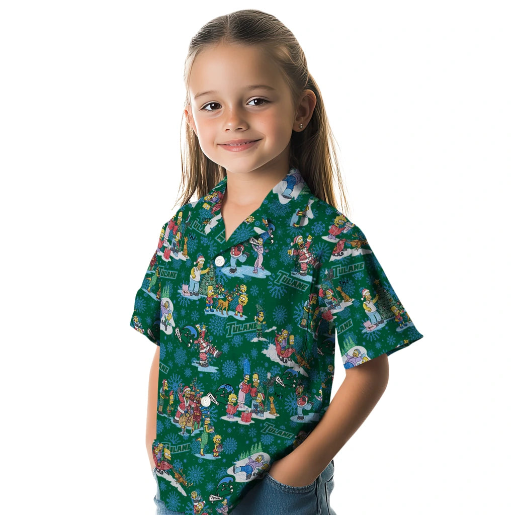 Tulane Green Wave Hawaiian Shirt - Simpsons Christmas | Hula Hawaiian Shirts