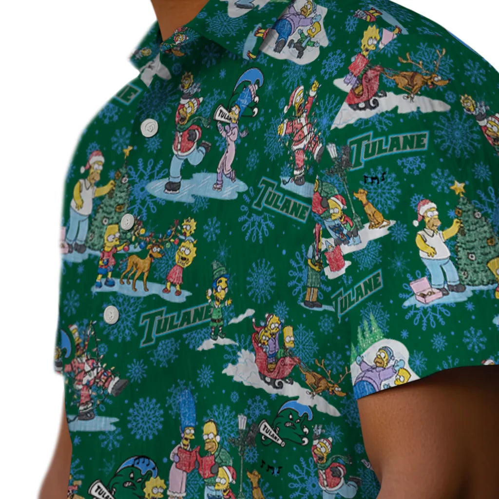 Tulane Green Wave Hawaiian Shirt - Simpsons Christmas | Hula Hawaiian Shirts