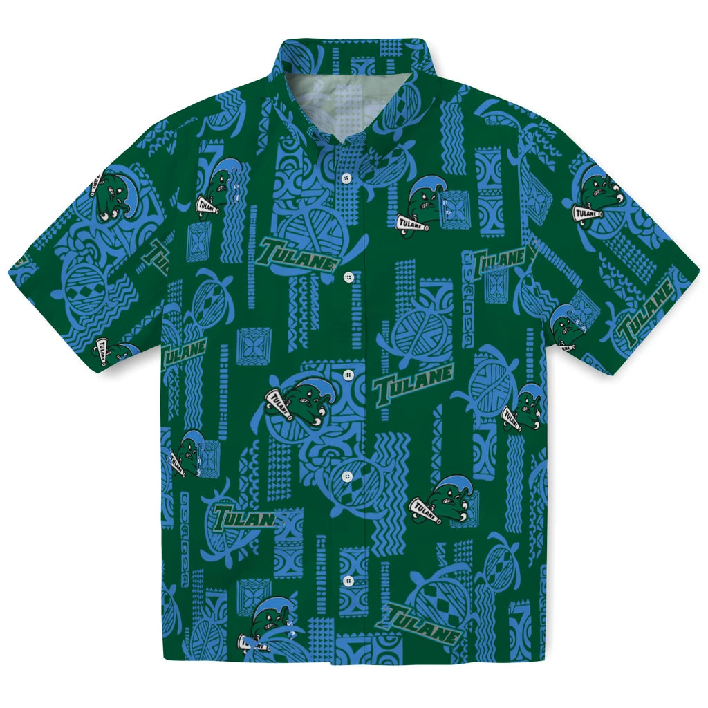 Tulane Green Wave Hawaiian Shirt - Turtle Lines | Hula Hawaiian Shirts