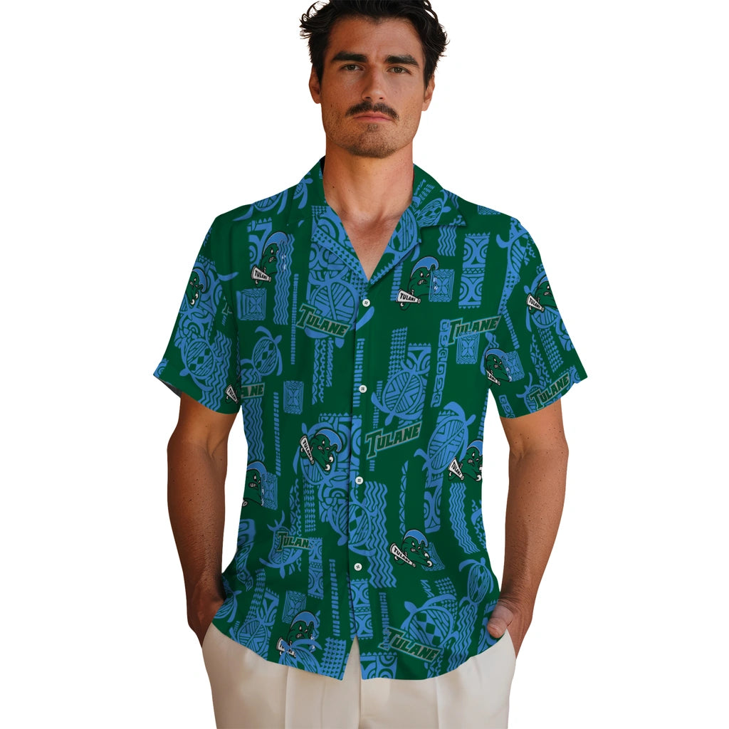 Tulane Green Wave Hawaiian Shirt - Turtle Lines | Hula Hawaiian Shirts