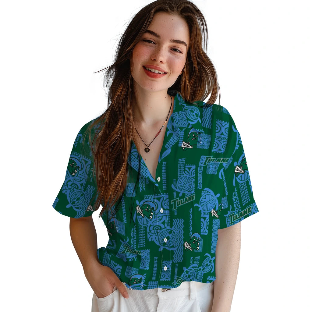 Tulane Green Wave Hawaiian Shirt - Turtle Lines | Hula Hawaiian Shirts