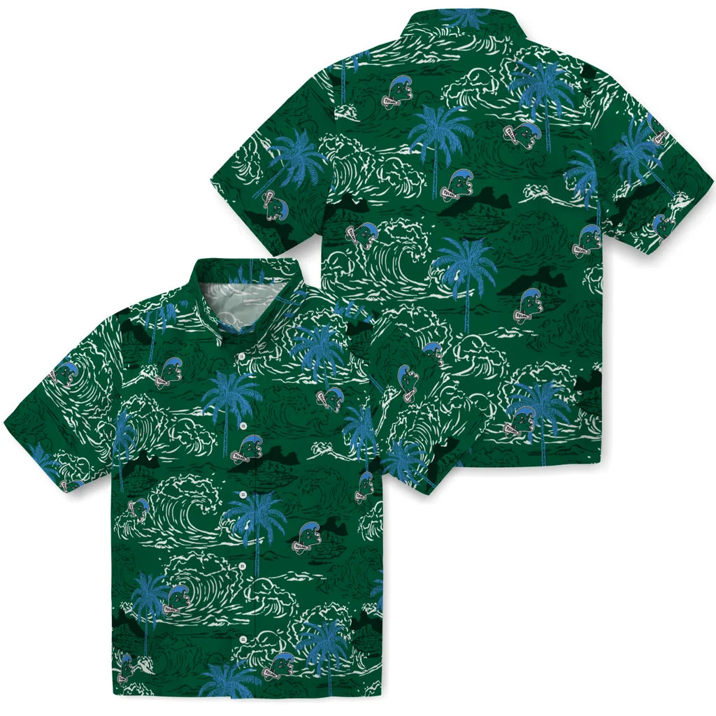 Tulane Green Wave Hawaiian Shirt - Wave Palm | Hula Hawaiian Shirts