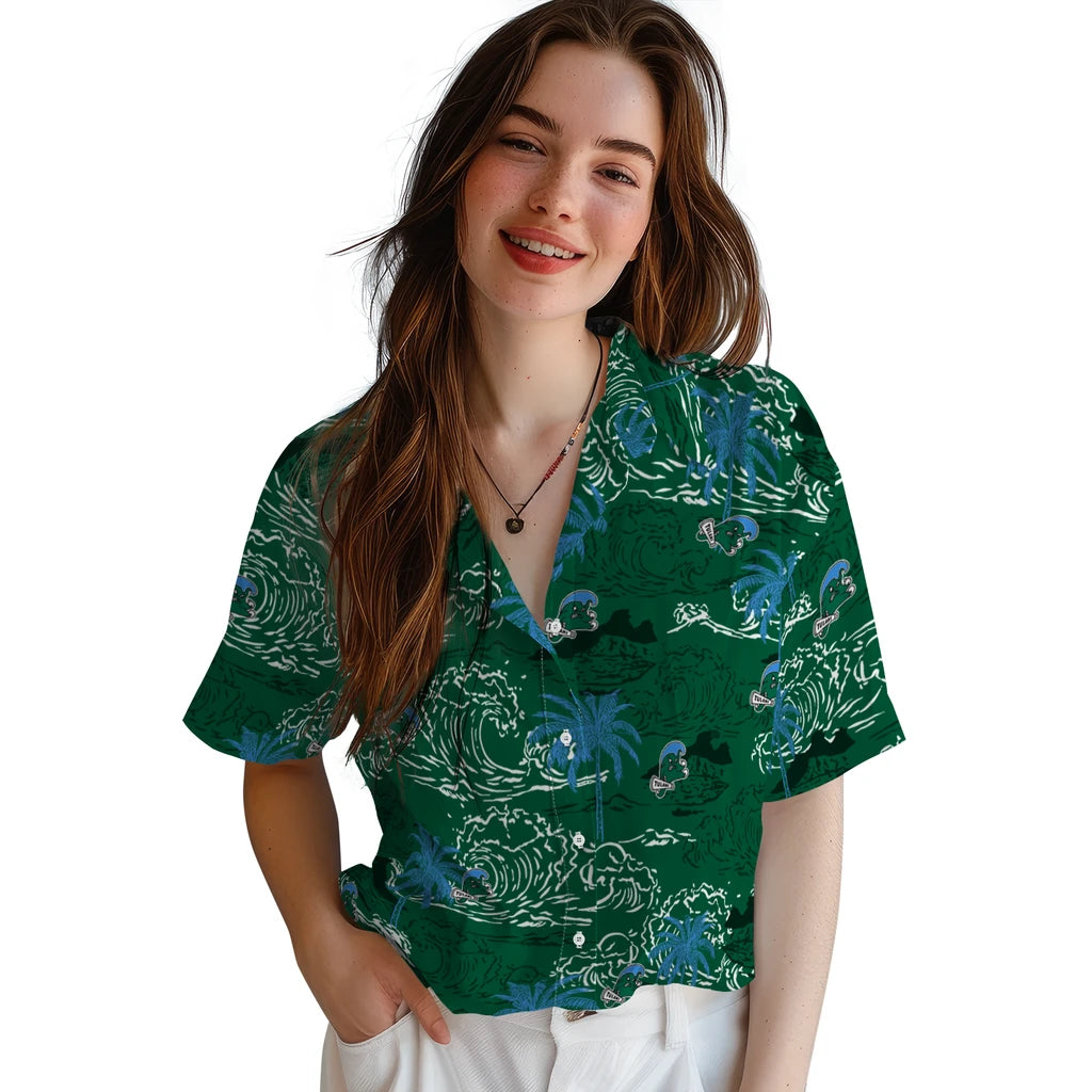 Tulane Green Wave Hawaiian Shirt - Wave Palm | Hula Hawaiian Shirts
