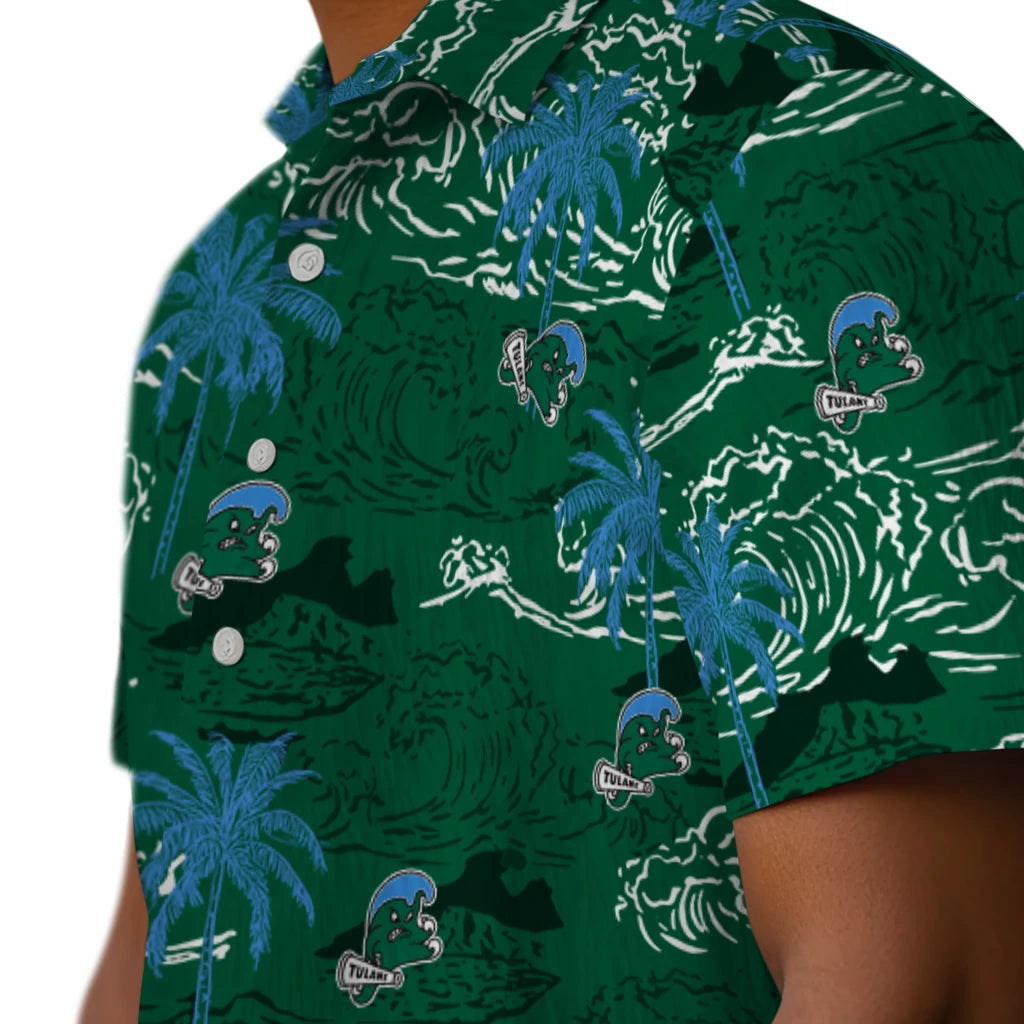 Tulane Green Wave Hawaiian Shirt - Wave Palm | Hula Hawaiian Shirts