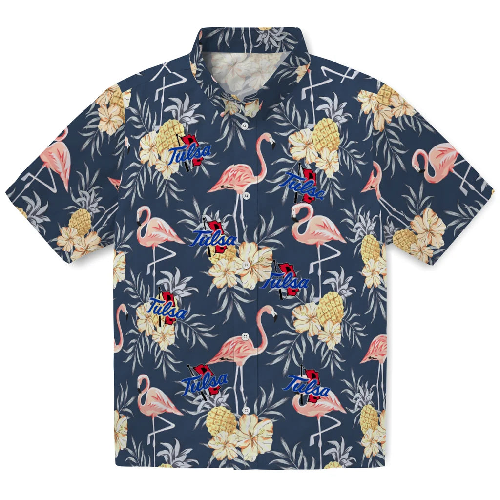 Tulsa Golden Hurricane Hawaiian Shirt - Flamingo Hibiscus | Hula Hawaiian Shirts