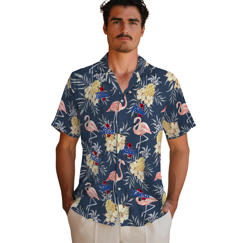 Tulsa Golden Hurricane Hawaiian Shirt - Flamingo Hibiscus | Hula Hawaiian Shirts
