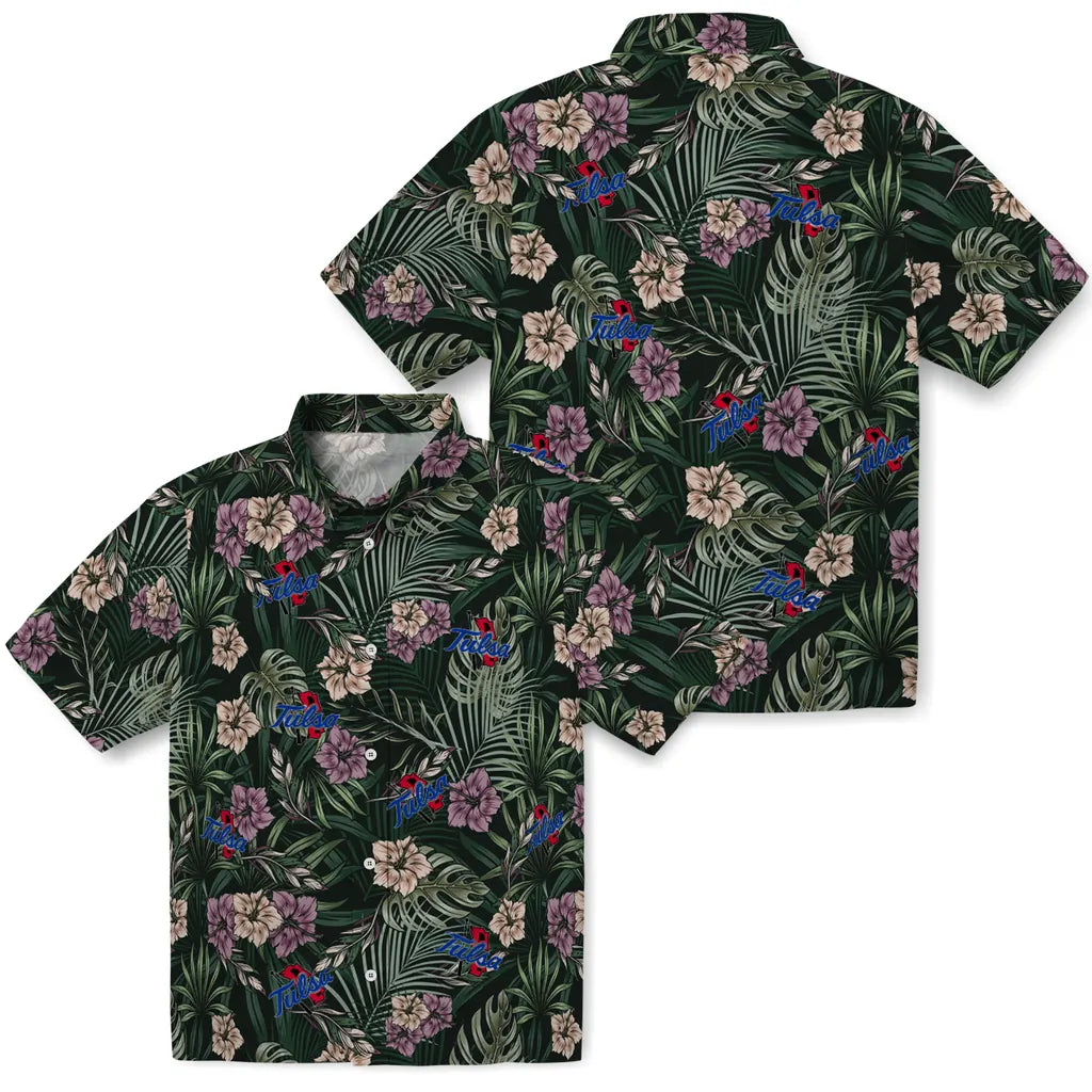 Tulsa Golden Hurricane Hawaiian Shirt - Hibiscus Leaves Pattern | Hula Hawaiian Shirts