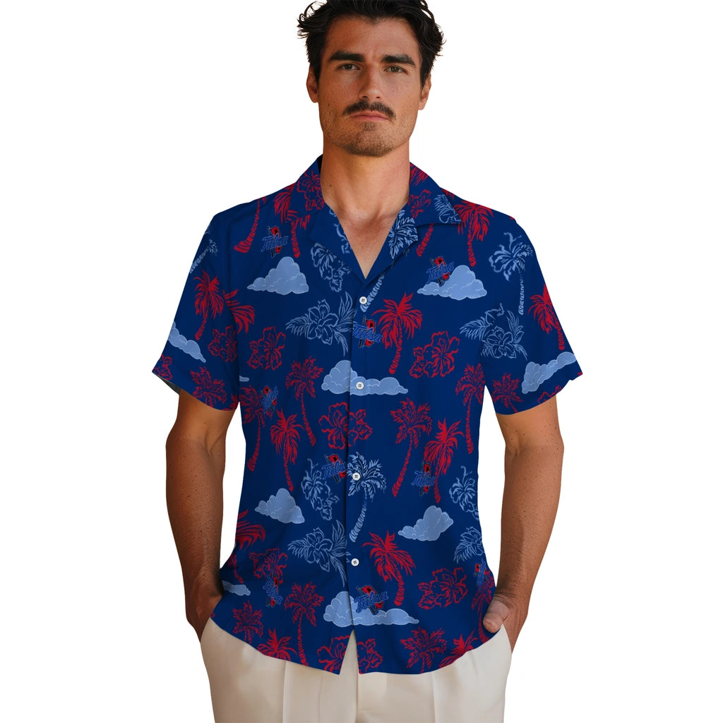 Tulsa Golden Hurricane Hawaiian Shirt - Palm And Clouds | Hula Hawaiian Shirts