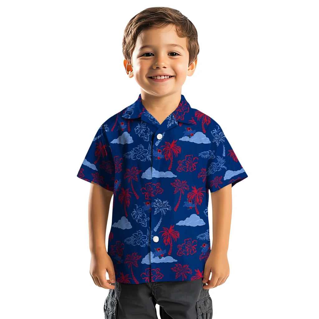 Tulsa Golden Hurricane Hawaiian Shirt - Palm And Clouds | Hula Hawaiian Shirts