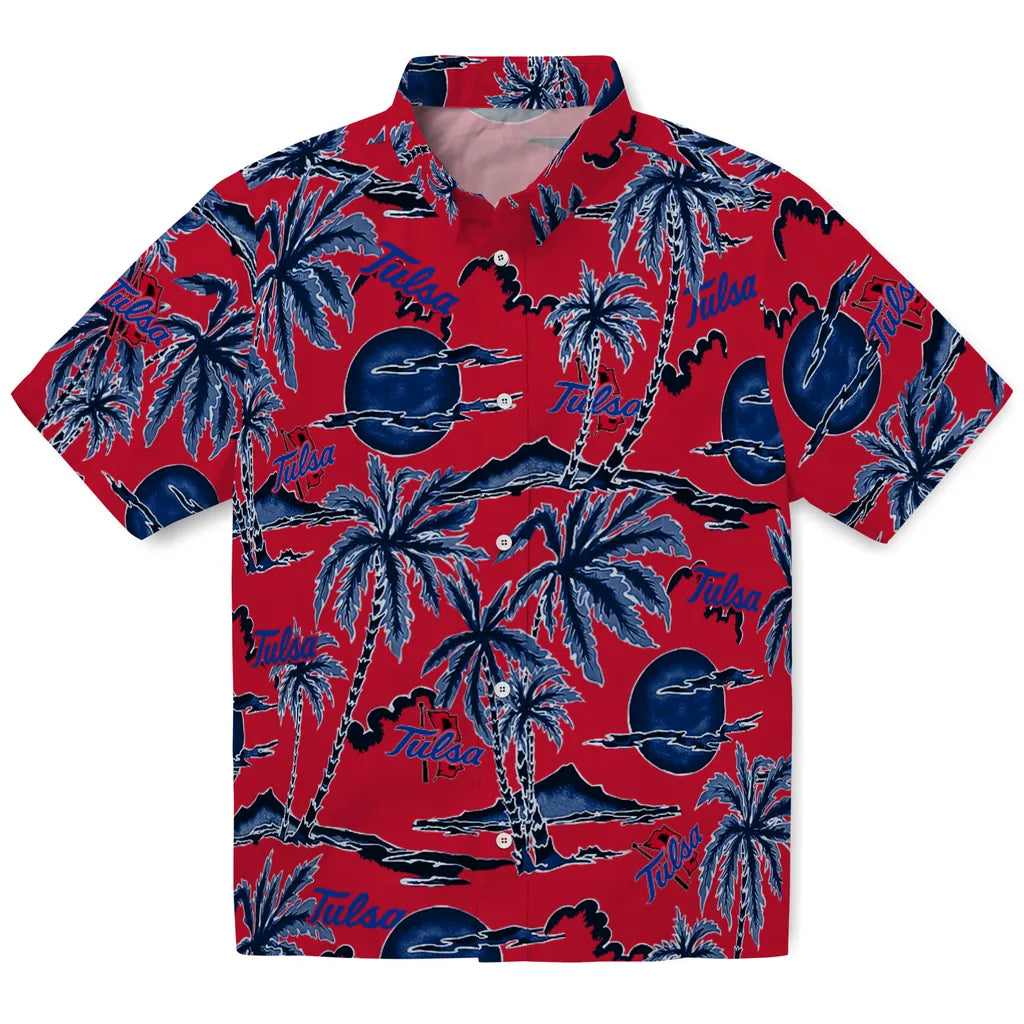 Tulsa Golden Hurricane Hawaiian Shirt - Palm Sunset | Hula Hawaiian Shirts
