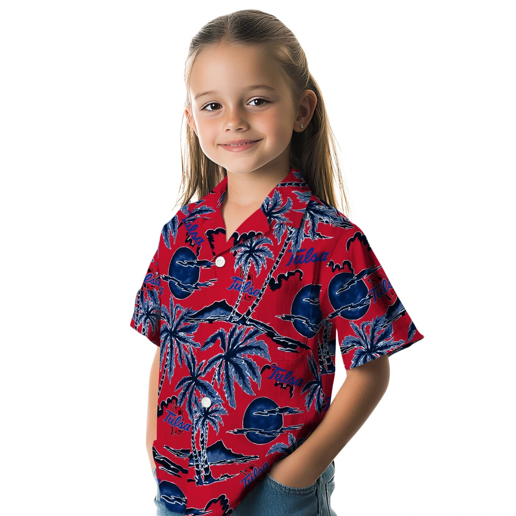 Tulsa Golden Hurricane Hawaiian Shirt - Palm Sunset | Hula Hawaiian Shirts