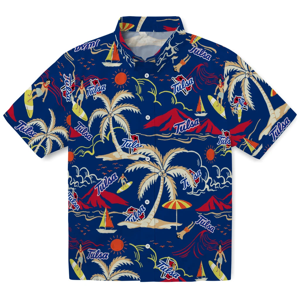 Tulsa Golden Hurricane Hawaiian Shirt - Palm Tree Island | Hula Hawaiian Shirts