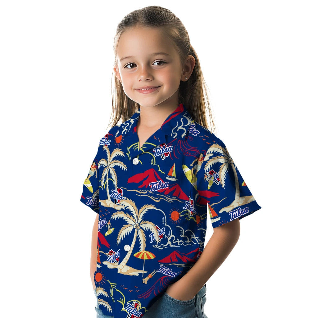 Tulsa Golden Hurricane Hawaiian Shirt - Palm Tree Island | Hula Hawaiian Shirts