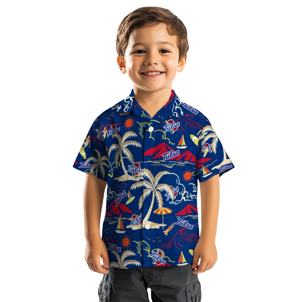 Tulsa Golden Hurricane Hawaiian Shirt - Palm Tree Island | Hula Hawaiian Shirts