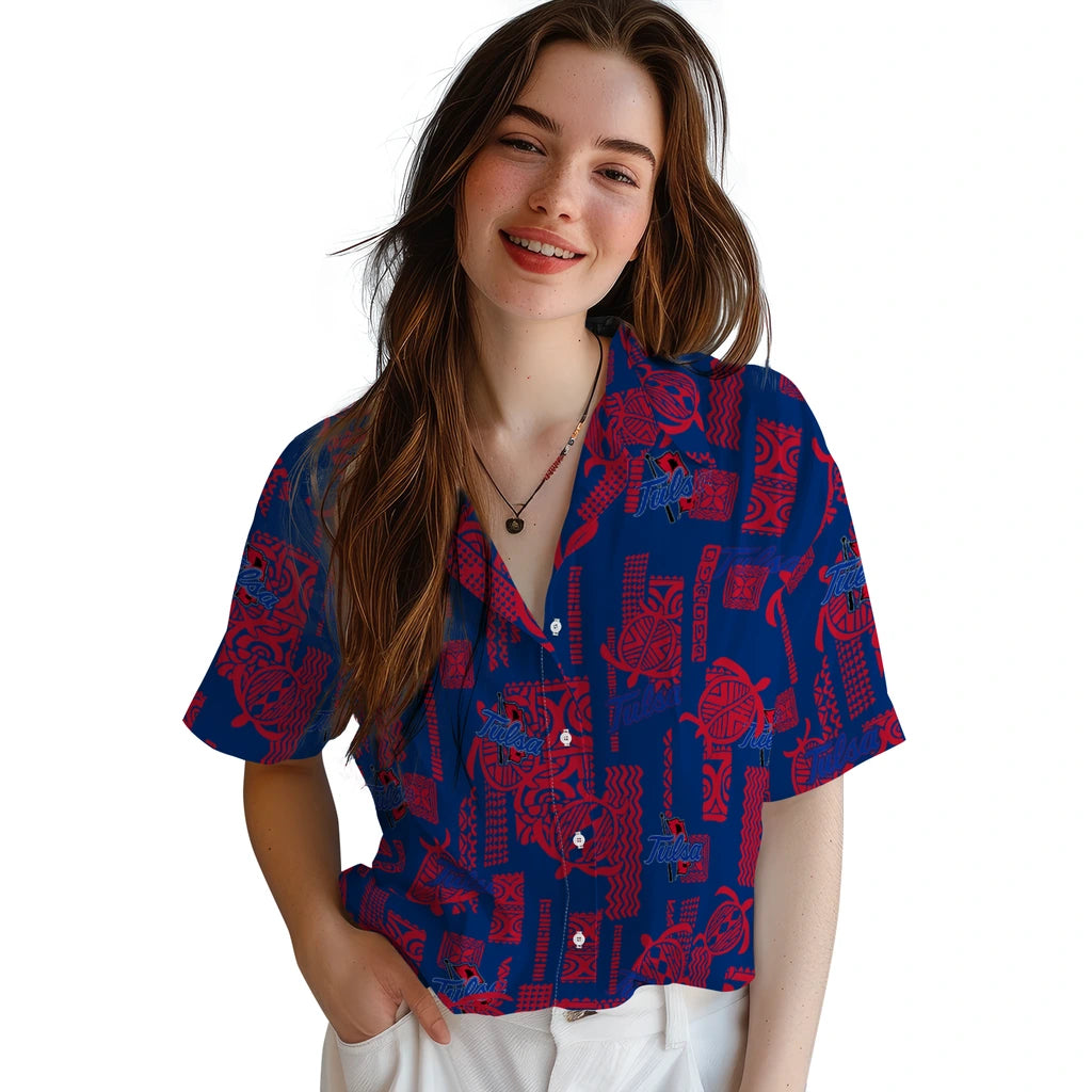 Tulsa Golden Hurricane Hawaiian Shirt - Turtle Lines | Hula Hawaiian Shirts