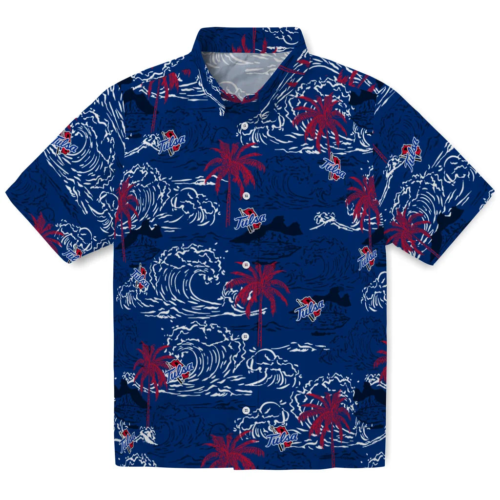 Tulsa Golden Hurricane Hawaiian Shirt - Wave Palm | Hula Hawaiian Shirts