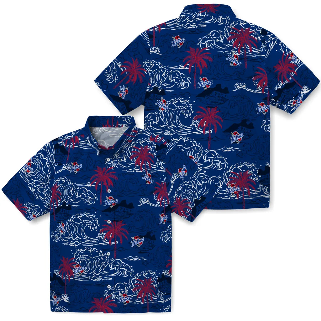 Tulsa Golden Hurricane Hawaiian Shirt - Wave Palm | Hula Hawaiian Shirts
